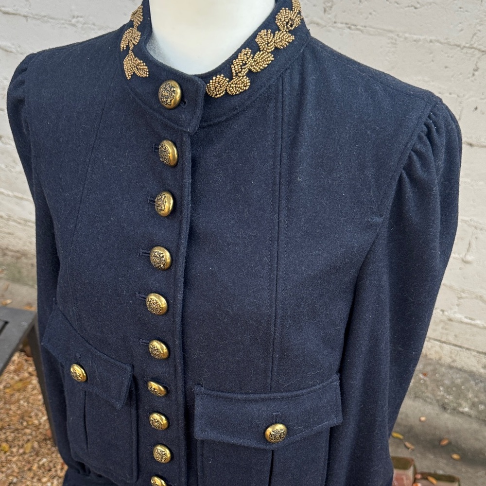 Free People Wool Regan Puff Sleeve Military Jacket Blazer Size S - Picture 6 of 14